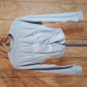 Open Edit NWT Silver Gray Long Sleeve Crop Top Tee Size XXS
